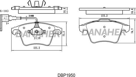 Danaher DBP1950 - Гальмівні колодки, дискові гальма autocars.com.ua