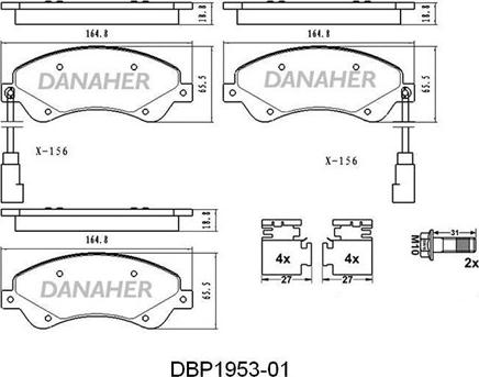 Danaher DBP1953-01 - Тормозные колодки, дисковые, комплект autodnr.net
