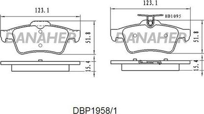 Danaher DBP1958/1 - Гальмівні колодки, дискові гальма autocars.com.ua