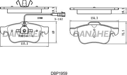 Danaher DBP1959 - Гальмівні колодки, дискові гальма autocars.com.ua