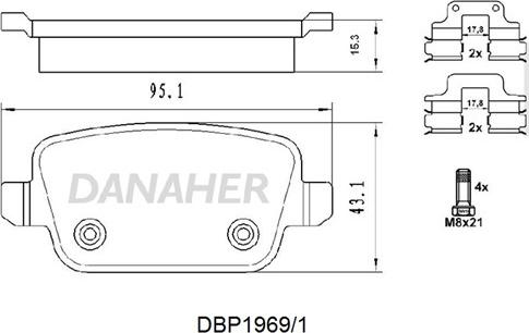Danaher DBP1969/1 - Гальмівні колодки, дискові гальма autocars.com.ua
