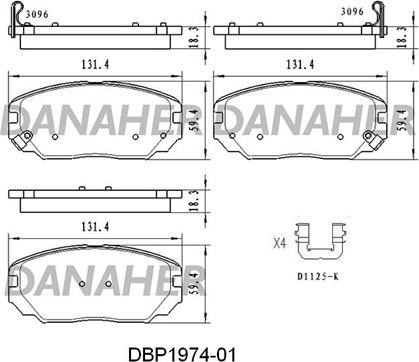 Danaher DBP1974-01 - Гальмівні колодки, дискові гальма autocars.com.ua