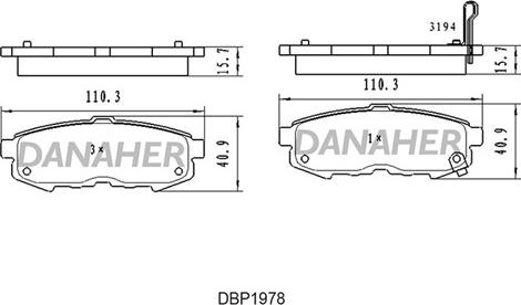 Danaher DBP1978 - Гальмівні колодки, дискові гальма autocars.com.ua