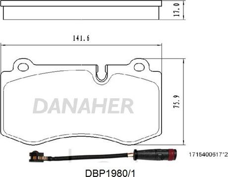 Danaher DBP1980/1 - Тормозные колодки, дисковые, комплект autodnr.net