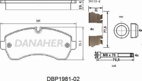 Danaher DBP1981-02 - Гальмівні колодки, дискові гальма autocars.com.ua