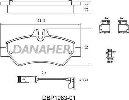 Danaher DBP1983-01 - Гальмівні колодки, дискові гальма autocars.com.ua