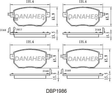 Danaher DBP1986 - Гальмівні колодки, дискові гальма autocars.com.ua