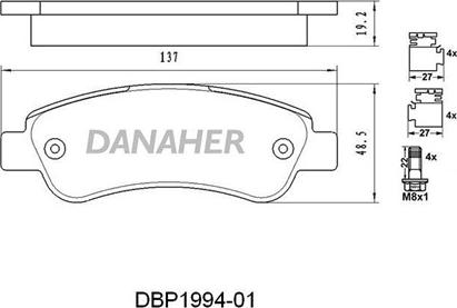 Danaher DBP1994-01 - Тормозные колодки, дисковые, комплект autodnr.net