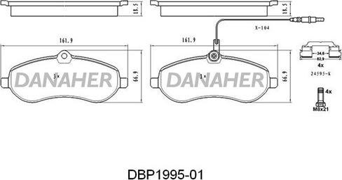 Danaher DBP1995-01 - Гальмівні колодки, дискові гальма autocars.com.ua