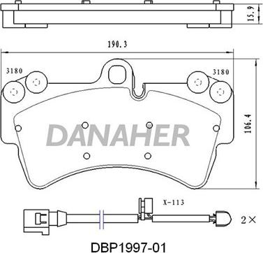 Danaher DBP1997-01 - Гальмівні колодки, дискові гальма autocars.com.ua