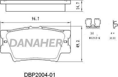 Danaher DBP2004-01 - Гальмівні колодки, дискові гальма autocars.com.ua