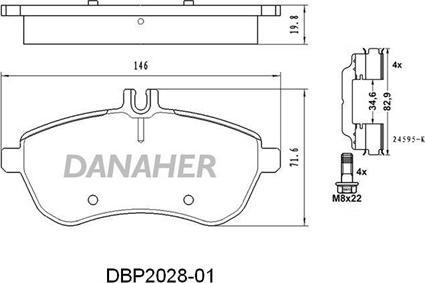 Danaher DBP2028-01 - Тормозные колодки, дисковые, комплект autodnr.net