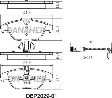 Danaher DBP2029-01 - Тормозные колодки, дисковые, комплект autodnr.net