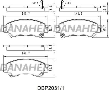 Danaher DBP2031/1 - Гальмівні колодки, дискові гальма autocars.com.ua