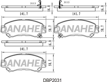 Danaher DBP2031 - Гальмівні колодки, дискові гальма autocars.com.ua