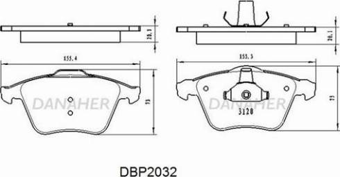 Danaher DBP2032 - Гальмівні колодки, дискові гальма autocars.com.ua