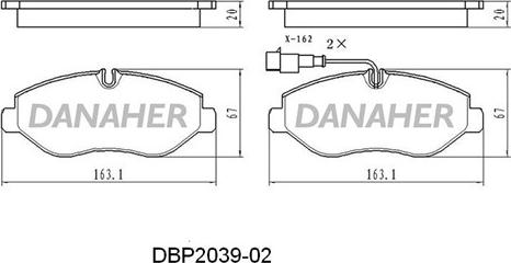 Danaher DBP2039-02 - Гальмівні колодки, дискові гальма autocars.com.ua