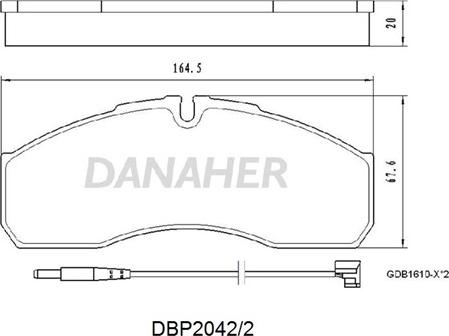 Danaher DBP2042/2 - Гальмівні колодки, дискові гальма autocars.com.ua