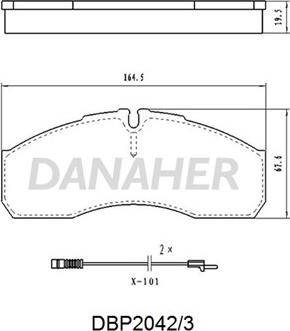 Danaher DBP2042/3 - Гальмівні колодки, дискові гальма autocars.com.ua