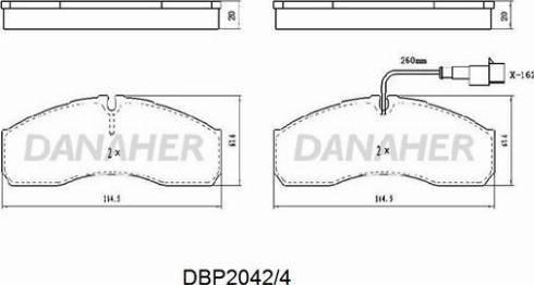 Danaher DBP2042/4 - Гальмівні колодки, дискові гальма autocars.com.ua