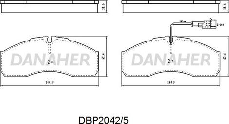 Danaher DBP2042/5 - Гальмівні колодки, дискові гальма autocars.com.ua