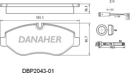 Danaher DBP2043-01 - Гальмівні колодки, дискові гальма autocars.com.ua