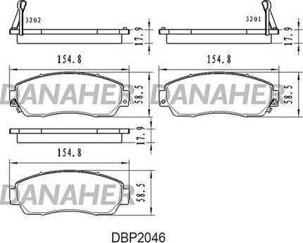 Danaher DBP2046 - Гальмівні колодки, дискові гальма autocars.com.ua