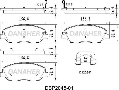 Danaher DBP2048-01 - Гальмівні колодки, дискові гальма autocars.com.ua