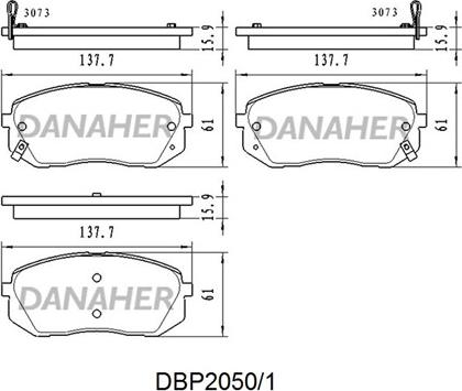 Danaher DBP2050/1 - Гальмівні колодки, дискові гальма autocars.com.ua