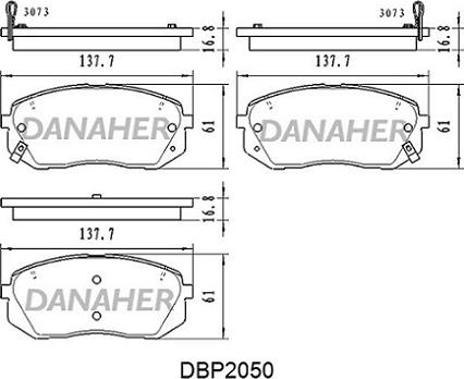 Danaher DBP2050 - Гальмівні колодки, дискові гальма autocars.com.ua