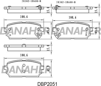 Danaher DBP2051 - Тормозные колодки, дисковые, комплект autodnr.net