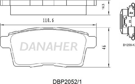 Danaher DBP2052/1 - Тормозные колодки, дисковые, комплект autodnr.net