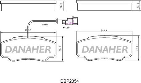 Danaher DBP2054 - Гальмівні колодки, дискові гальма autocars.com.ua