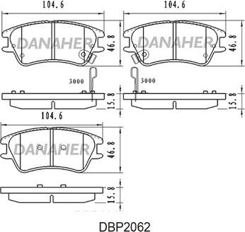 Danaher DBP2062 - Гальмівні колодки, дискові гальма autocars.com.ua