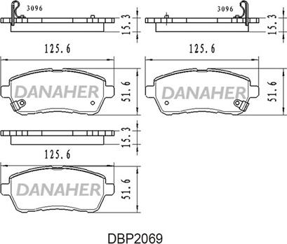Danaher DBP2069 - Тормозные колодки, дисковые, комплект autodnr.net