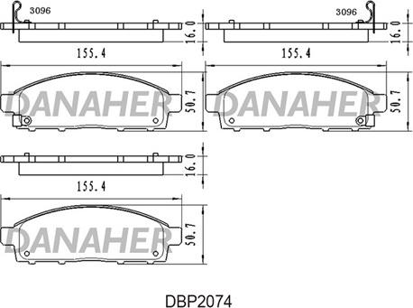 Danaher DBP2074 - Гальмівні колодки, дискові гальма autocars.com.ua