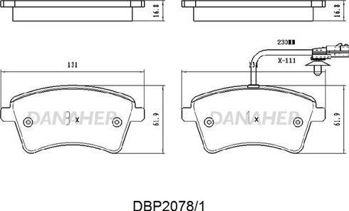 Danaher DBP2078/1 - Гальмівні колодки, дискові гальма autocars.com.ua