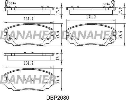 Danaher DBP2080 - Тормозные колодки, дисковые, комплект autodnr.net
