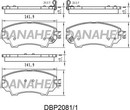 Danaher DBP2081/1 - Гальмівні колодки, дискові гальма autocars.com.ua