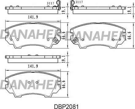Danaher DBP2081 - Гальмівні колодки, дискові гальма autocars.com.ua