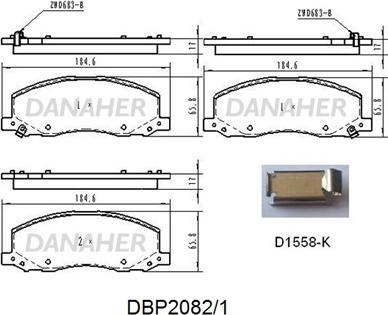 Danaher DBP2082/1 - Гальмівні колодки, дискові гальма autocars.com.ua