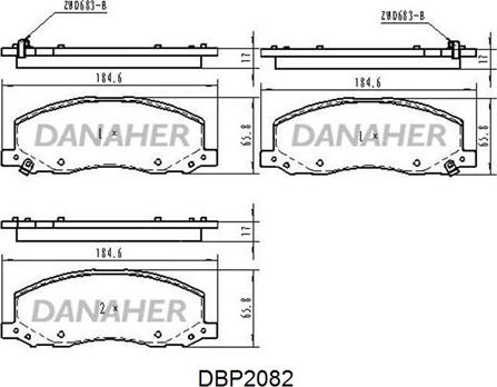 Danaher DBP2082 - Гальмівні колодки, дискові гальма autocars.com.ua