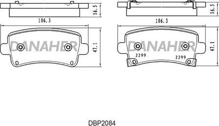 Danaher DBP2084 - Гальмівні колодки, дискові гальма autocars.com.ua