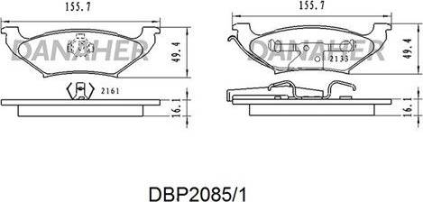 Danaher DBP2085/1 - Гальмівні колодки, дискові гальма autocars.com.ua