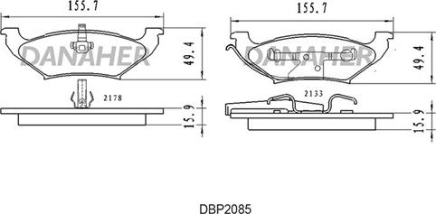 Danaher DBP2085 - Гальмівні колодки, дискові гальма autocars.com.ua