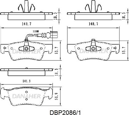 Danaher DBP2086/1 - Гальмівні колодки, дискові гальма autocars.com.ua