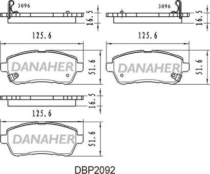 Danaher DBP2092 - Гальмівні колодки, дискові гальма autocars.com.ua