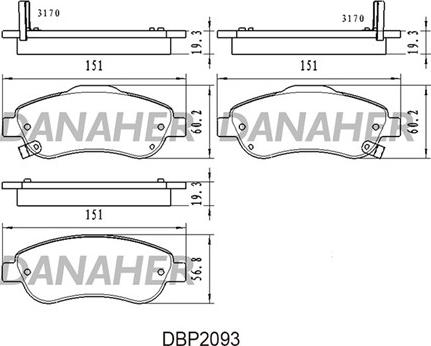 Danaher DBP2093 - Гальмівні колодки, дискові гальма autocars.com.ua