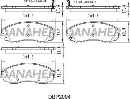 Danaher DBP2094 - Гальмівні колодки, дискові гальма autocars.com.ua