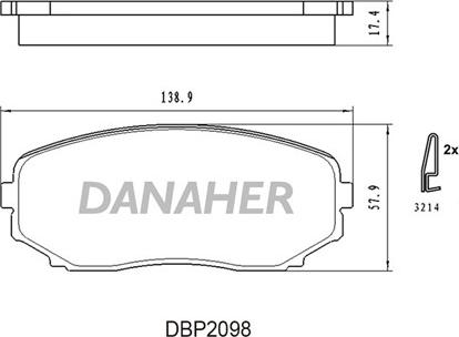 Danaher DBP2098 - Тормозные колодки, дисковые, комплект autodnr.net